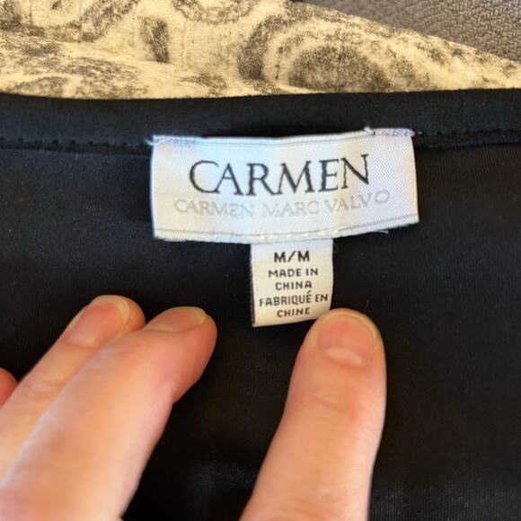 Carmen Marc Valvo Black Faux Suede Open Front Cardigan Jacket NWOT Medium - Picture 3 of 12